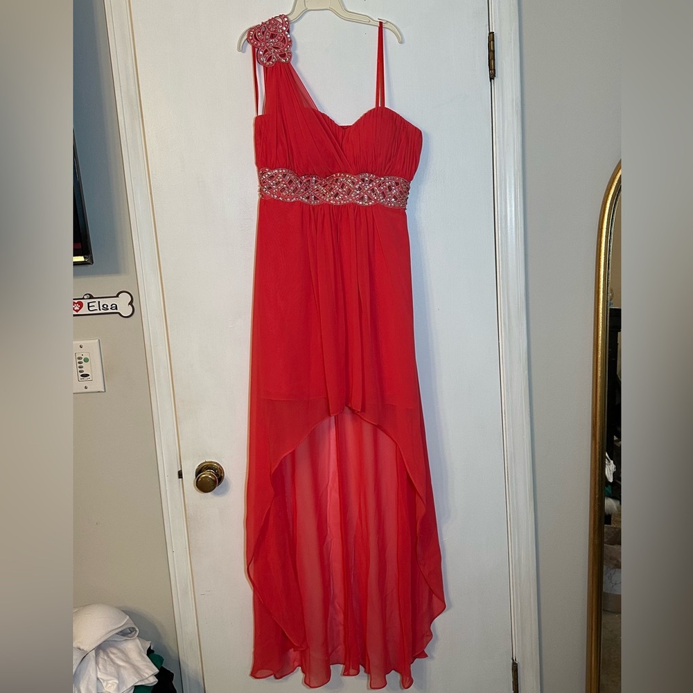 Coral High-Low Dress